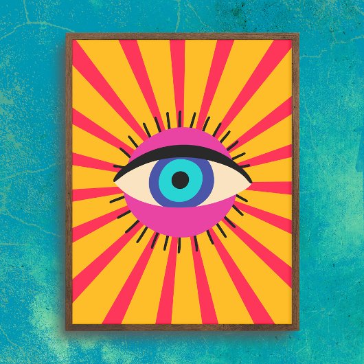Kleurrijke Funky Evil Eye Poster