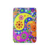 Kleurrijke Funky Flowers Retro Paisley Hippie Badmat (Voorkant Verticaal)