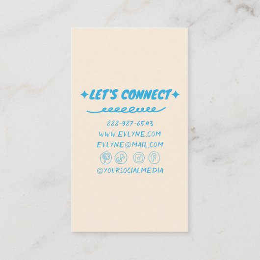 Kleurrijke Funky Hand getekend Geschreven Retro Bl Visitekaartje (Achterkant)