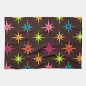 Kleurrijke Funky Mid Century Mod Atomic Starbursts Theedoek (Horizontaal)