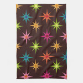 Kleurrijke Funky Mid Century Mod Atomic Starbursts Theedoek (Verticaal)