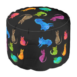 Kleurrijke, funky moderne kattenliefhebbers kleure poef