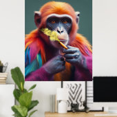 Kleurrijke Funky Monkey met een sigaar Poster (Thuiskantoor)