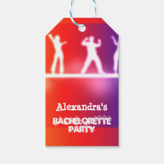 Kleurrijke funky neon dansers vrijgezellenfeest cadeaulabel