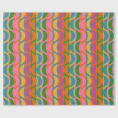 Kleurrijke Funky Pop Art Wavy Moon Stripes Patroon Cadeaupapier (Vlak)