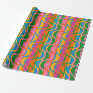 Kleurrijke Funky Pop Art Wavy Moon Stripes Patroon Cadeaupapier