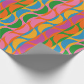 Kleurrijke Funky Pop Art Wavy Moon Stripes Patroon Cadeaupapier (Hoek)