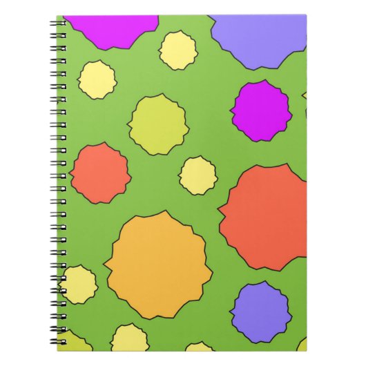 Kleurrijke funky retro cirkels notitieboek (Voorkant)