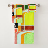 Kleurrijke Funky Retro geïnspireerd Bad Handdoek (Insitu)