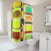 Kleurrijke Funky Retro geïnspireerd Douchegordijn (In situ)