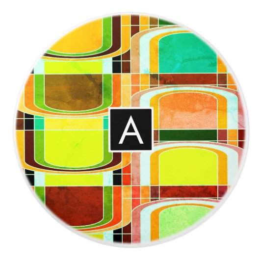 Kleurrijke Funky Retro geïnspireerd Keramische Knop (Voorkant)