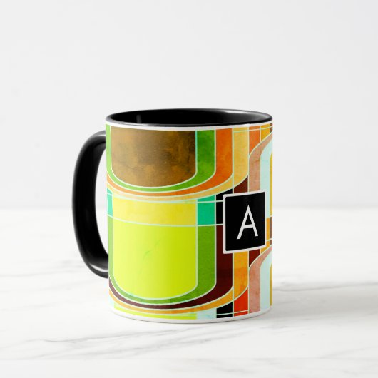 Kleurrijke Funky Retro geïnspireerd Mok (Voorkant links)