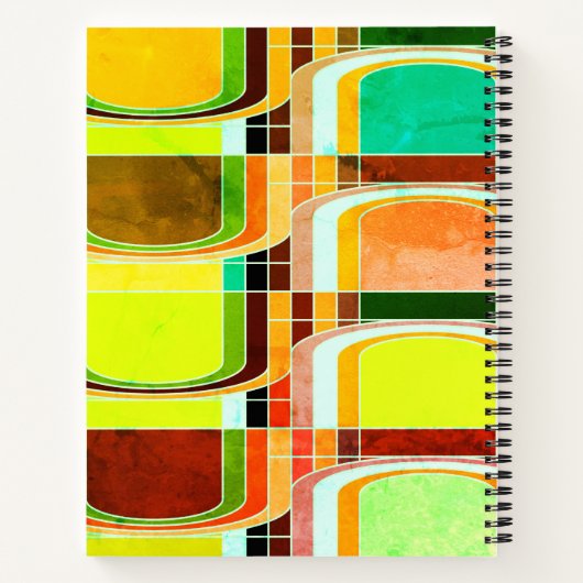 Kleurrijke Funky Retro geïnspireerd Notitieboek (Achterkant)