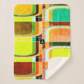 Kleurrijke Funky Retro geïnspireerd Sherpa Deken (Voorkant)