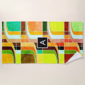 Kleurrijke Funky Retro geïnspireerd Strandlaken (Voorkant)