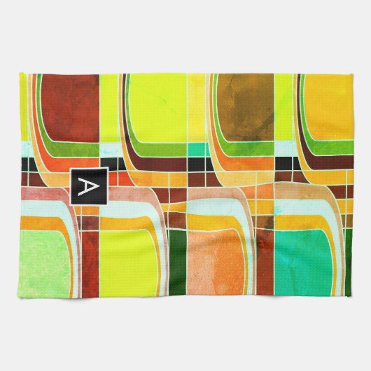 Kleurrijke Funky Retro geïnspireerd Theedoek (Horizontaal)