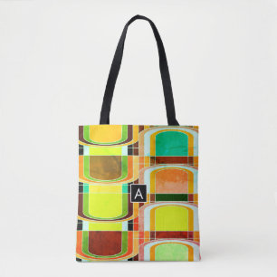 Kleurrijke Funky Retro geïnspireerd Tote Bag
