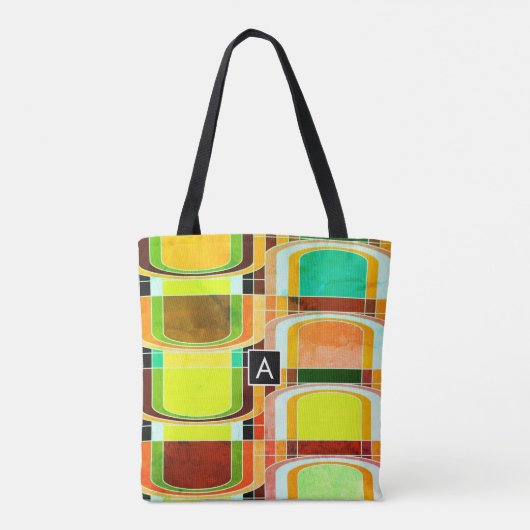 Kleurrijke Funky Retro geïnspireerd Tote Bag (Achterkant)