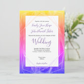 Kleurrijke Funky Waterverven / Geometrische bruilo Kaart (Staand voorkant)