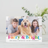 Kleurrijke Furry & Bright Custom Pet Dog Foto Feestdagenkaart (Staand voorkant)