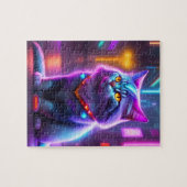 Kleurrijke Futuristische Cyber Cat Legpuzzel (Horizontaal)