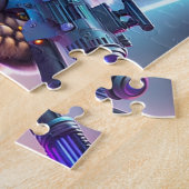 Kleurrijke Futuristische Cyberpunk Cat Met Laser P Legpuzzel (Zijkant)