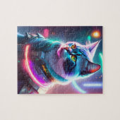 Kleurrijke Futuristische Sci-Fi Space Astronau Cat Legpuzzel (Horizontaal)