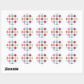 Kleurrijke Fuzzy Stippen met Leuke Daisies Party S Ronde Sticker (Vel)