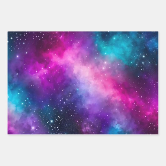 Kleurrijke Galaxy Art Wrapping Paper Sheets (Voorkant)