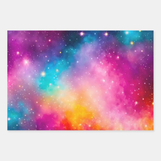 Kleurrijke Galaxy Art Wrapping Paper Sheets (Voorkant 3)