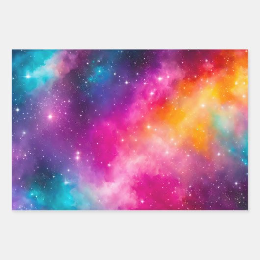 Kleurrijke Galaxy Art Wrapping Paper Sheets (Voorkant 2)