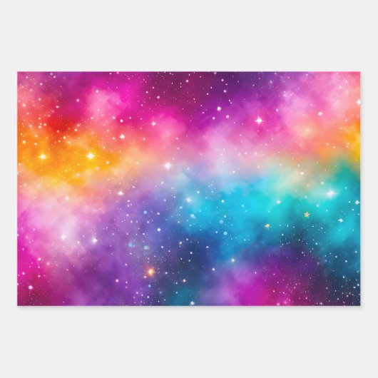 Kleurrijke Galaxy Art Wrapping Paper Sheets (Voorkant)
