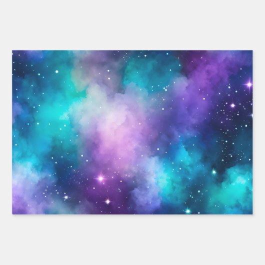 Kleurrijke Galaxy Art Wrapping Paper Sheets (Voorkant 3)