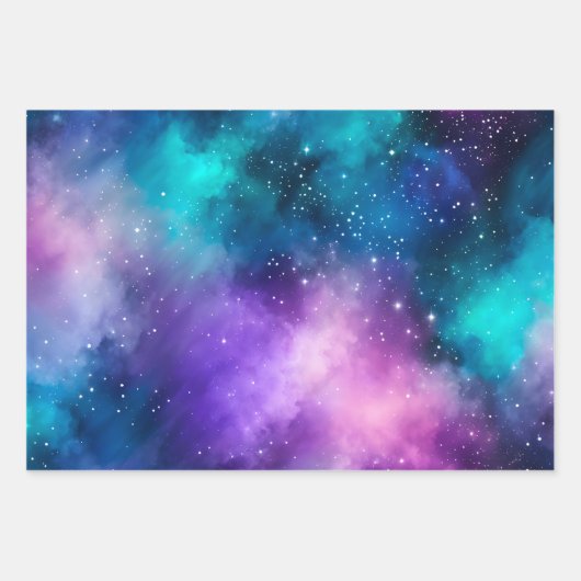 Kleurrijke Galaxy Art Wrapping Paper Sheets (Voorkant)