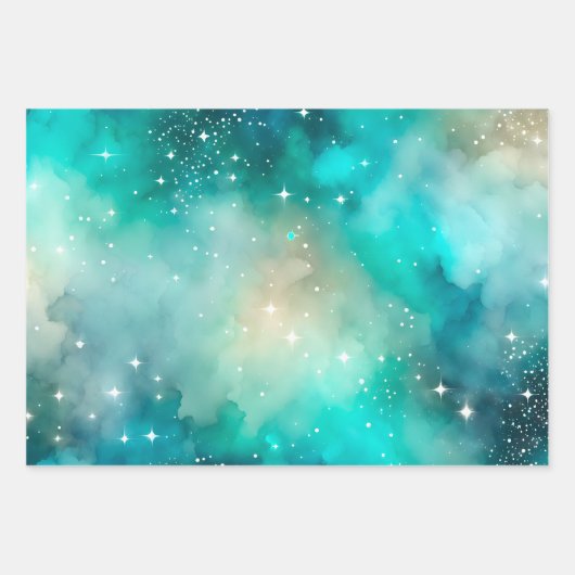 Kleurrijke Galaxy Art Wrapping Paper Sheets (Voorkant 2)