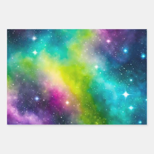 Kleurrijke Galaxy Art Wrapping Paper Sheets (Voorkant 3)