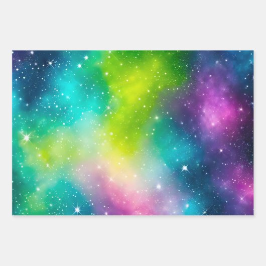 Kleurrijke Galaxy Art Wrapping Paper Sheets (Voorkant 2)