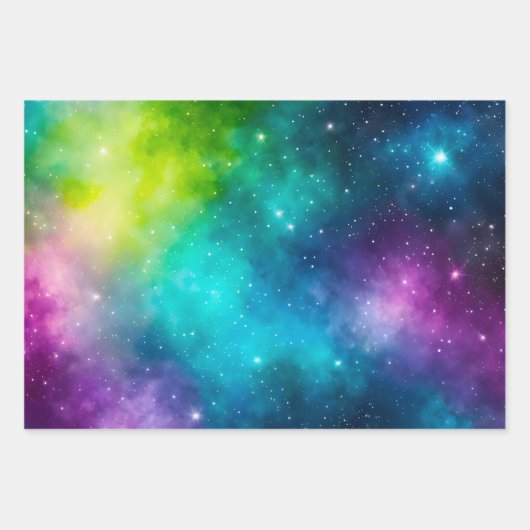 Kleurrijke Galaxy Art Wrapping Paper Sheets (Voorkant)