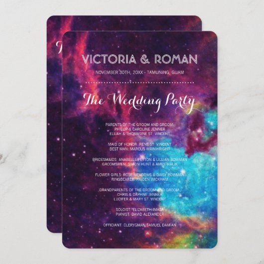 Kleurrijke Galaxy bruiloft programma's (Voorkant / Achterkant)