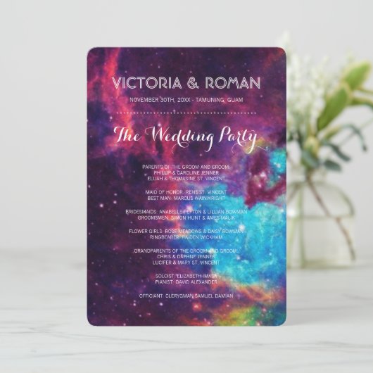 Kleurrijke Galaxy bruiloft programma's (Staand voorkant)