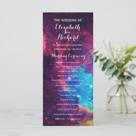 Kleurrijke Galaxy bruiloft programma's (Staand voorkant)