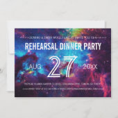 Kleurrijke Galaxy bruiloft repetitie diner Kaart (Voorkant)
