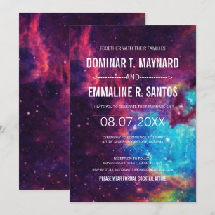 Kleurrijke Galaxy bruiloft uitnodiging