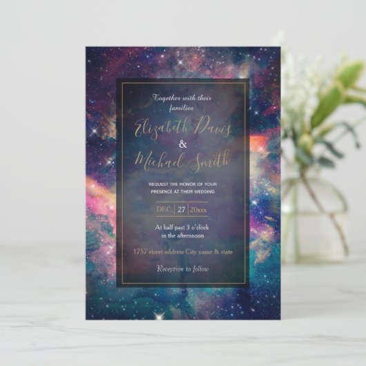 Kleurrijke galaxy Nebula Waterverf schilderen Kaart (Staand voorkant)