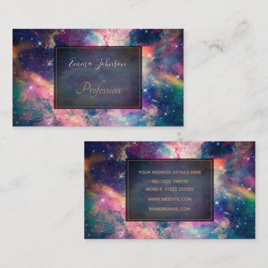 Kleurrijke galaxy Nebula Waterverf schilderen Visitekaartje (Voorkant / Achterkant)