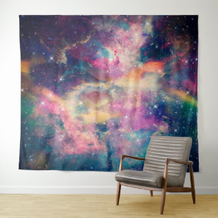Kleurrijke galaxy Nebula Waterverf schilderen Wandkleed