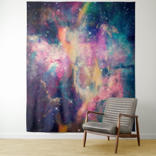 Kleurrijke galaxy Nebula Waterverf schilderen Wandkleed (In situ)
