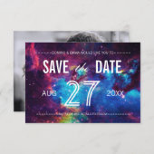 Kleurrijke Galaxy Photo Save the Date (Voorkant / Achterkant)