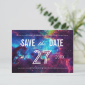 Kleurrijke Galaxy Save the Date (Staand voorkant)