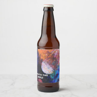 Kleurrijke galaxy Space Painting Cool Bier Etiket